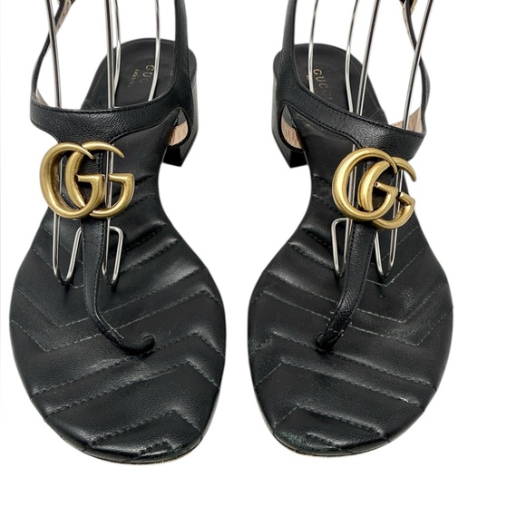 Gucci Marmont GG Black Matelasse Block Heel Sandals Size 41.5 - Picture 5 of 11